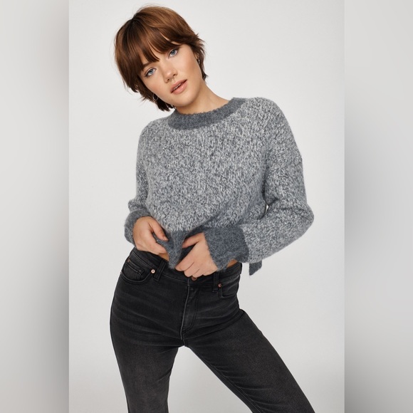 Garage Sweaters - Garage Geneva Cropped Sweater in Gray Marled